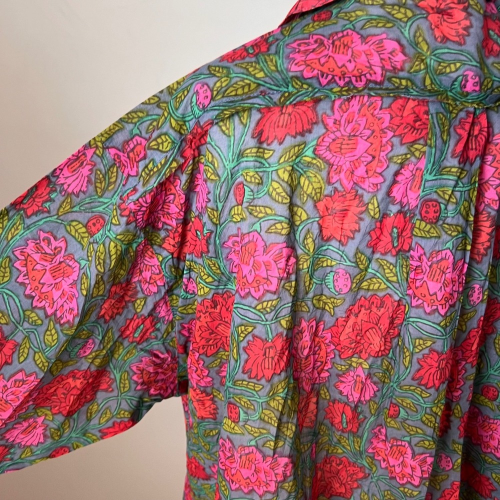 Natural Life Dreamy Cotton Pajama Set XL Blue Lush Zinnias Long Sleeve Sleepwear - Picture 11 of 12